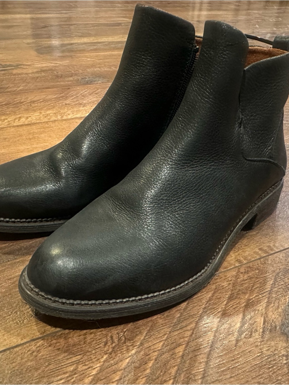 Women's Franco Sarto Black Leather Ankle Boots - Classic Slip-On Chelsea Style